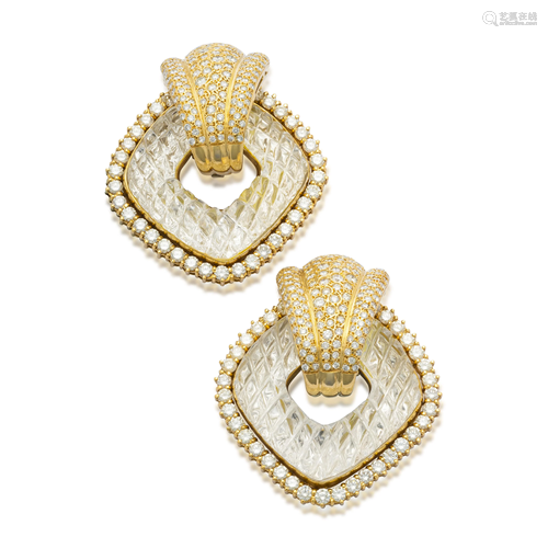 SABBADINI ROCK CRYSTAL AND DIAMOND EARRINGS