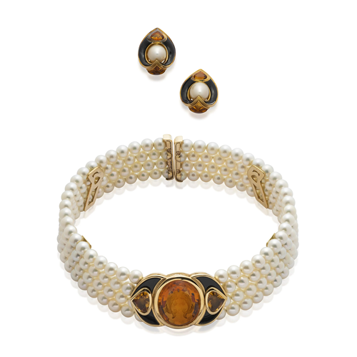 MARINA B 'CAMEO' CULTURED PEARL, CITRINE AND ONYX