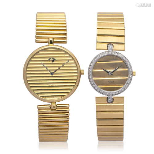 DIAMOND AND GOLD WRISTWATCH; TOGETHER WITH A G…