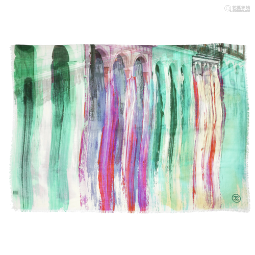 Watercolour Street Print Cashmere Scarf, Chanel,