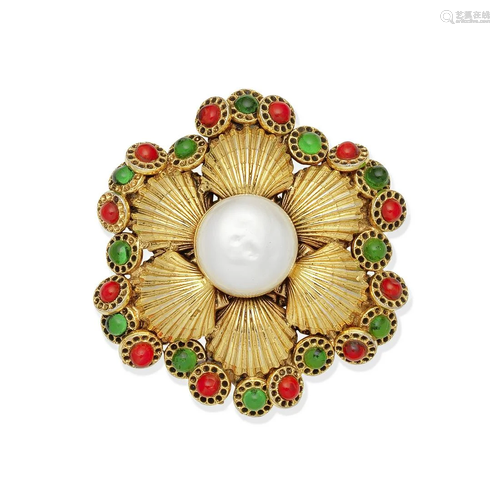 Seashell Gripoix Pearl Brooch/Pendant, Chanel, 1970's,