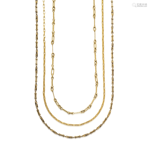 NO RESERVE - THREE GOLD LONG NECKLACES