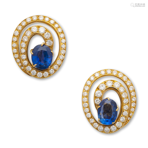 SAPPHIRE AND DIAMOND EARRINGS