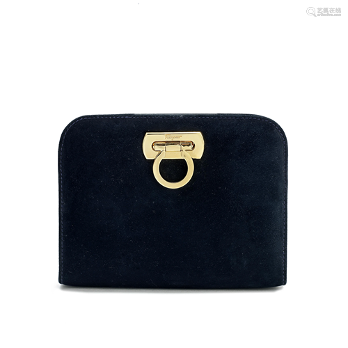 Midnight Blue Suede Convertible Mini Belt Bag,