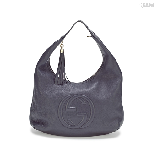 Navy Leather Large Soho Hobo Bag, Gucci,