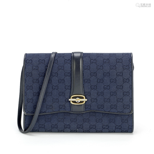 Navy Guccissima Canvas Shoulder Bag, Gucci, 1970s,