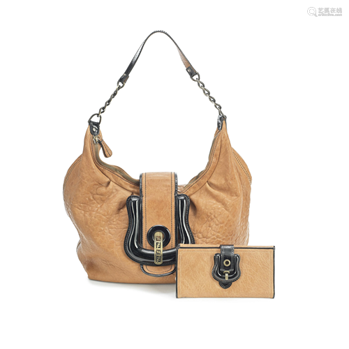 Brown and Black B Hobo Bag and Matching Wallet, Fendi,