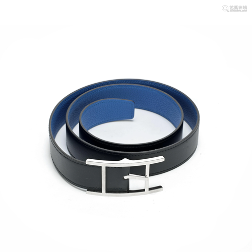 Blue and Black Reversible Quentin Men's Belt, Hermè