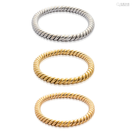 NO RESERVE - THREE GOLD BANGLES