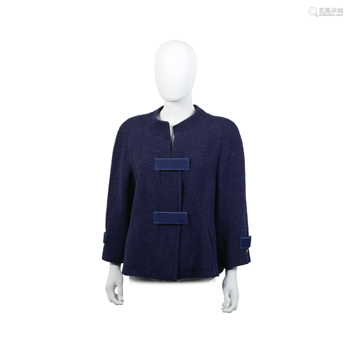 Navy Blue Boucle and Velcro Jacket, Chanel, Spring