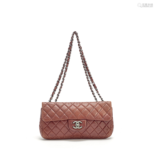 Burgundy East/West Flap Bag, Chanel, c. 2008-09,