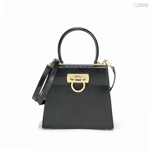 Black Lizard Giancini Mini Bag, Salvatore Ferragamo,