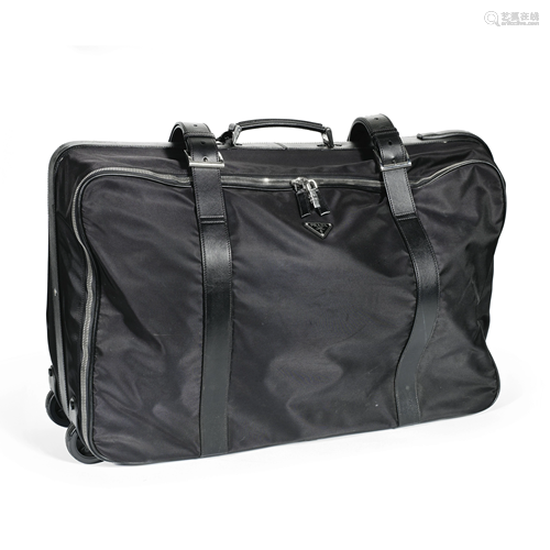 Black Wheeled Garment Carrier, Prada, (Includes luggage