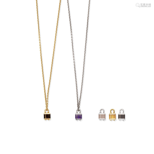 Five Mini Malle Cube Pendants, Louis Vuitton, c. 2007,