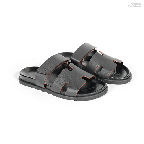 Men's Black Chypre Sandals, Hermès, c. 2021,