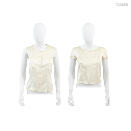 Two Cream Silk Tops, Chanel, 1980s and 2003,