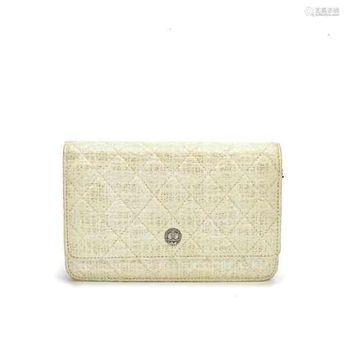 Cream Coated Tweed Wallet on Chain (WOC), Chanel, c.