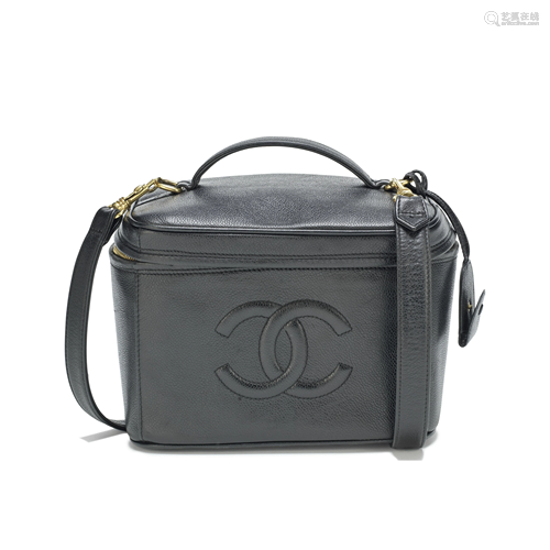 Black Caviar Leather Vanity Bag, Chanel, c. 1996-96,