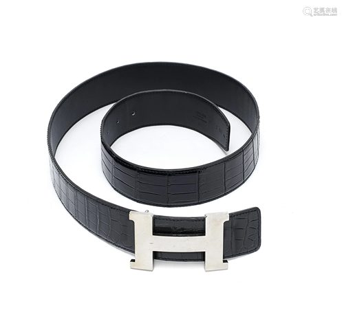 Black Crocodile Constance Belt, Hermès, c. 2011,