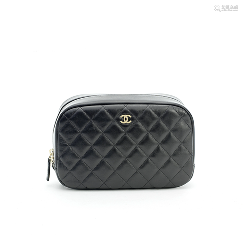 Black Cosmetic Bag, Chanel, c. 2019, (Includes serial