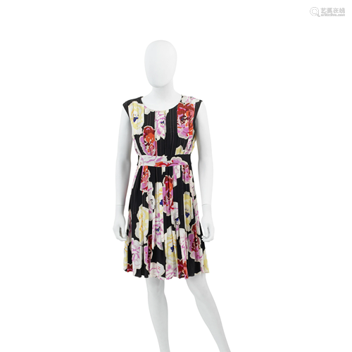 Pleated Floral Silk Dress, Chanel, 2000s,