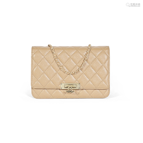 Dark Beige Golden Class Wallet On Chain, Chanel, c.