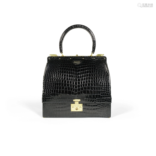 Shiny Black Crocodile Sac Mallette 27, Hermès,