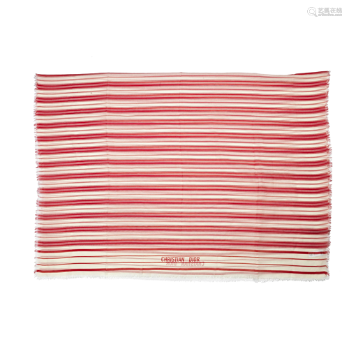 Red and White Striped Cotton Scarf, Christian Dior,