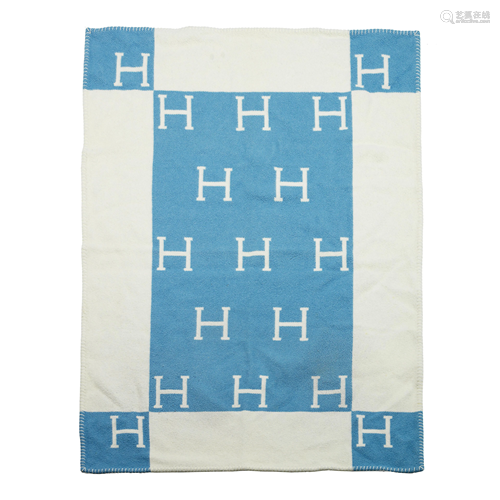 Blue Wool and Cashmere Avalon Baby Blanket, Hermè