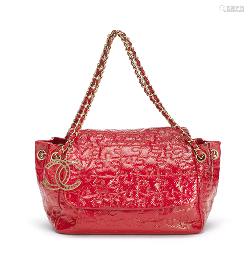 Red Patent Puzzle Flap Bag, Chanel, c. 2008-09,