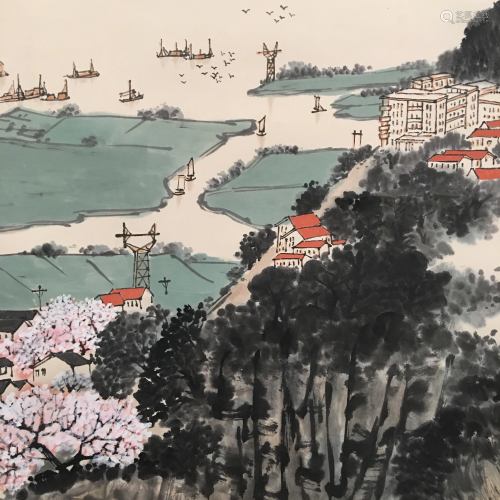 Chinese Hanging Scroll of 'Landscape' Painting, Qiu