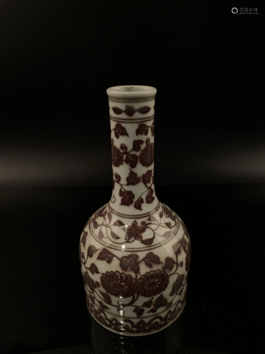 Chinese Copper Red Porcelain Flower Vase