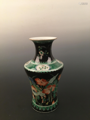 Chinese Sancai Lotus Vase with Kangxi Mark