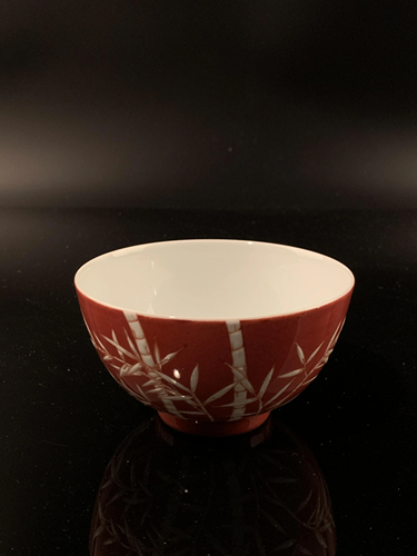 Chinese Red Glazed Bamboo Bowl