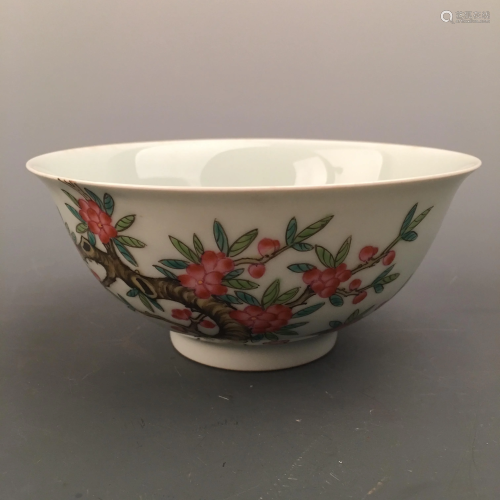 Chinese Famille Rose 'Peach Blossom' Bowl, Qianlong