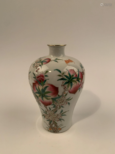 Chinese Famille Rose Peach Vase