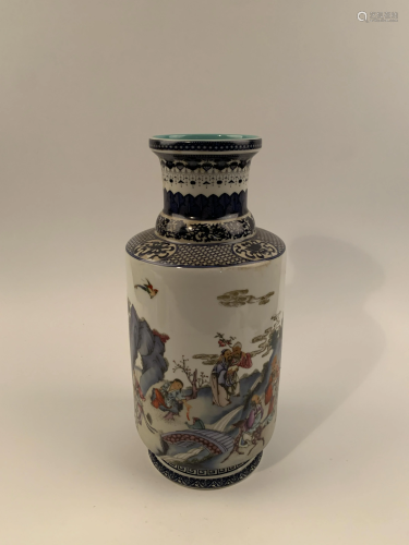 Chinese Famille Rose Vase with Qianlong Mark