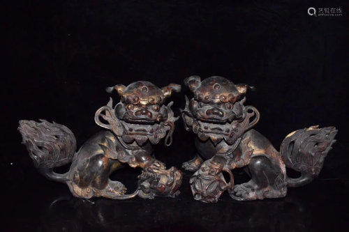 Old collection of pure copper lions Size