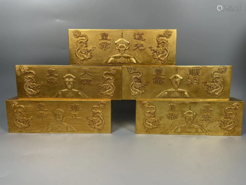 Gold bricks, complete sets of five emperors, gilt