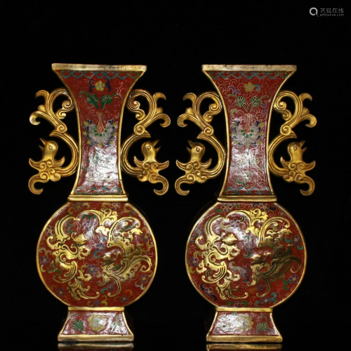 Early collection Gold-plated copper and old cloisonne