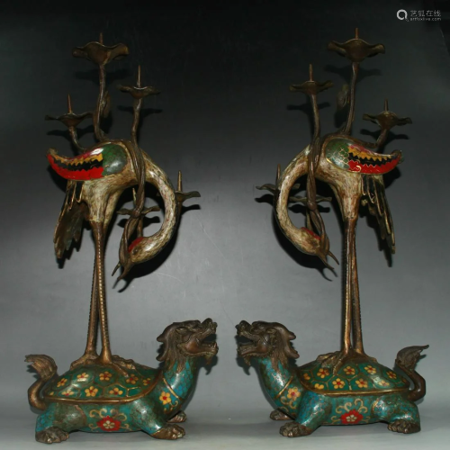 Early collection Pure copper old dragon, turtle, crane,