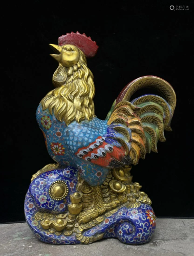 Old collection of cloisonne enamel money chicken,