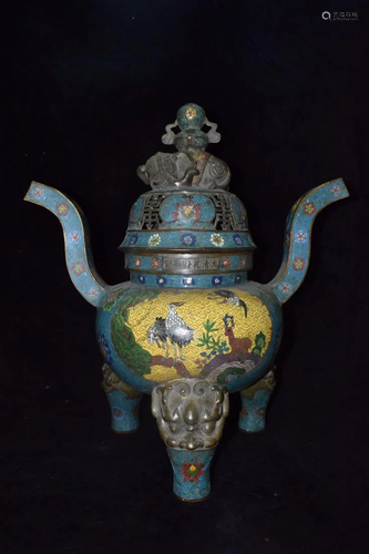 Old collection of fine cloisonne incense burner Size: