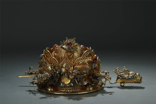 A rare gilt silver/gems inlaid crown