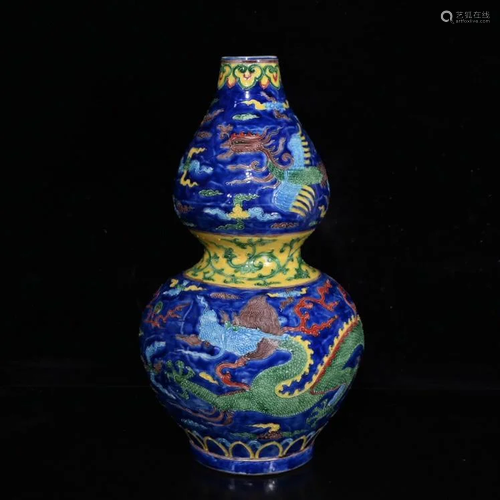 Daming Yongle Fagua color Dragon and Phoenix Gourd