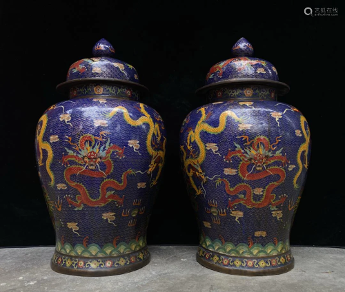 Cloisonne pure copper Kowloon general jar, single size