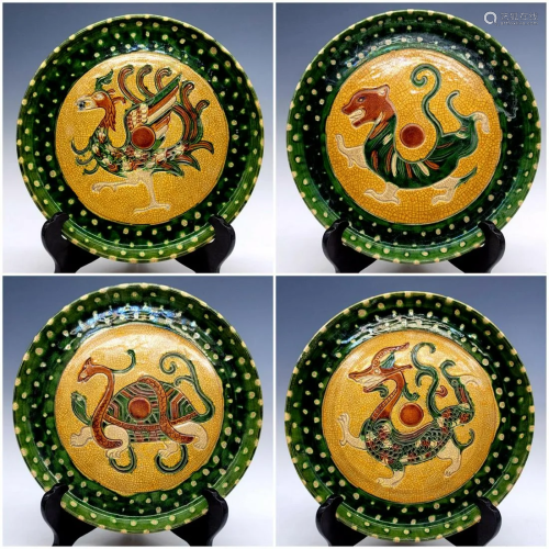 A set of Liao Sancai wash with four great animal