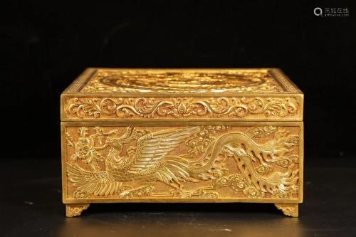 A collection of gilt phoenix bird jewelry boxes from
