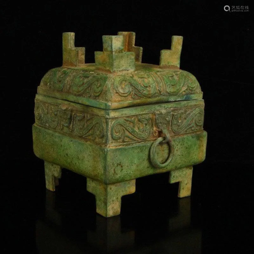 Old Chinese Bronze Food Box