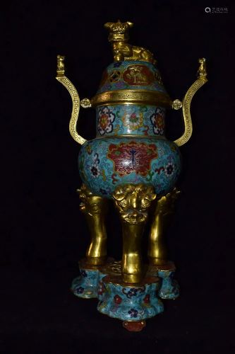 Old cloisonne incense burner Size